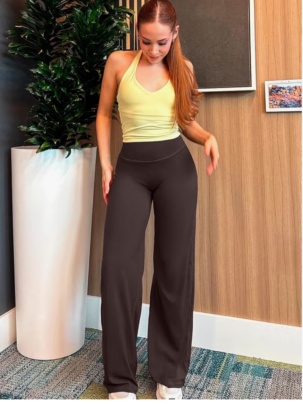 Chocolate brown wide leg flare legging